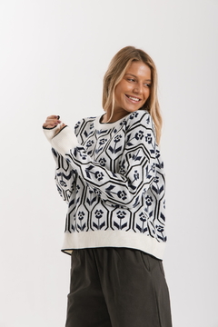 Sweater JACINTA Crudo y Azul - Trasnferencia $40.425 - RP boutique