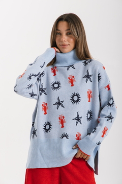 Maxi poleron OCEAN Celeste - Transferencia $47.025 - tienda online