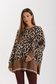 Sweater ANIMAL PRINT Chocolate y Beige - Transferencia $47.025 en internet