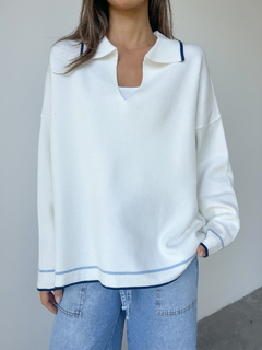 Sweater chomba EMMA Crudo y azul - Transferencia $48.525 - comprar online
