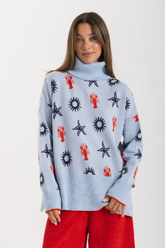 Maxi poleron OCEAN Celeste - Transferencia $47.025 - comprar online