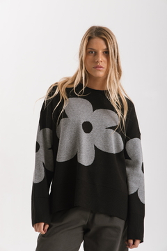 Sweater FLORA Negro - Transferencia $50.925 en internet