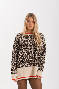Sweater ANIMAL PRINT Beige y Rojo - Transferencia $47.025 - RP boutique