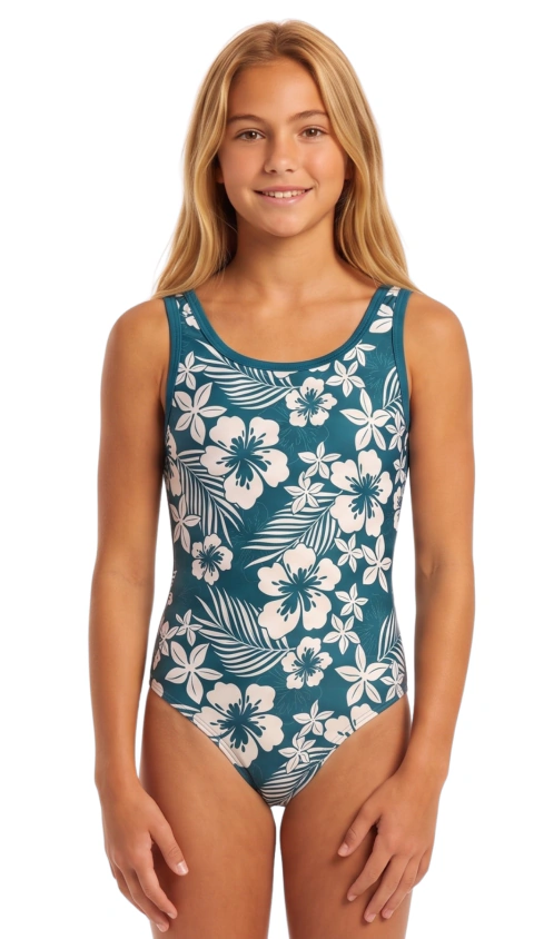 Traje de Baño Hibiscos Teal ART-200-21
