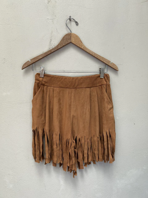 Short gamuzado con flecos - comprar online