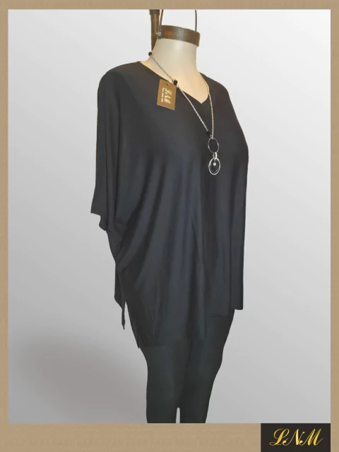 Remeron modal crep escote V Negro ART4720 - comprar online