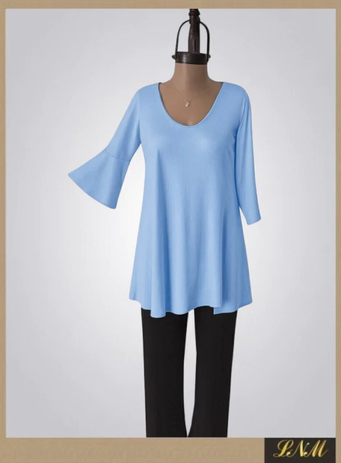 Remera evasé manga campana Celeste ART8240 - comprar online