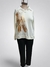 Sweater superpuesto natural con foil ART7966 - Laura Natale Moda
