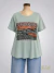 Remera modal semi evase manga corta verde Animal marrón con blanco ART9301