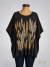 Remerón tipo poncho Negro estampado Animal (Mold. Mediana) ART9419