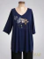 Remera modal semi evase manga 3/4 - azul estampado ART9190