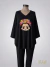 Remerón escote V modal crep manga 3/4 negro estampado "Frida" ART9291