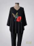 Remerón escote V modal crep manga 3/4 negro estampado "Colibrí" ART9293