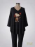Remerón escote V modal crep manga 3/4 negro estampado "Snoopy" ART9298