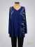Remeron modal crep manga azul estampado ART9157