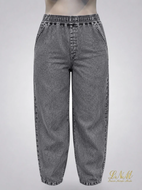 Jeans tipo babucha Con elástico en la Cintura Gris gastado ART9527