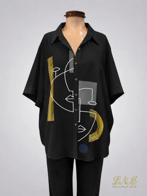 Camisa Evase CEY negra Arte ART9263