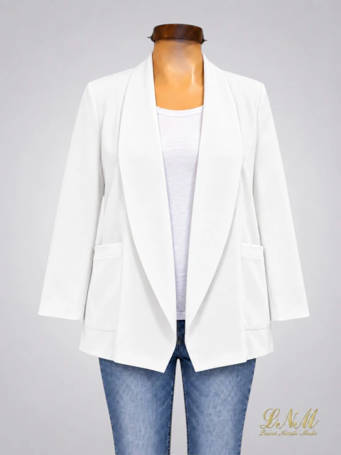 Blazer crep zara cuello smoking - Blanco ART9530