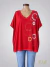 Remera escote V - Semi evase - Roja Circulos ART9390