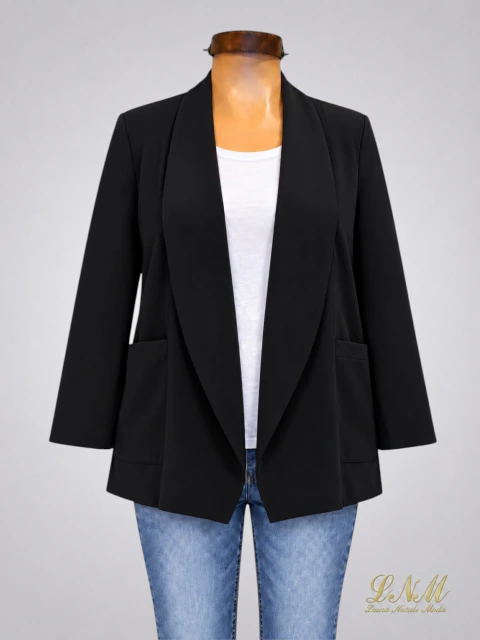 Blazer crep zara cuello smoking - Negro ART9531