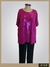 Blusa de brillo magenta con mangas cortas y corte suelto, diseñada para talles grandes.