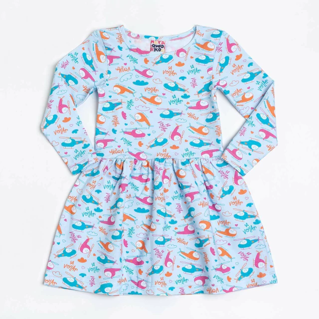 Vestido Aviones Celeste 2 a 8 años