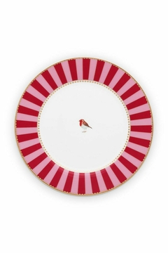 PLATO LOVE BIRDS STRIPES ROJO-ROSA 21CM - comprar online