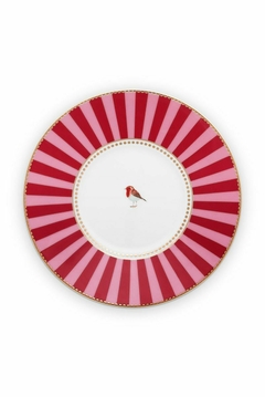 TAZA C/PLATO LOVE BIRDS MEDALLION ROJO-ROSA 200ML - tienda online