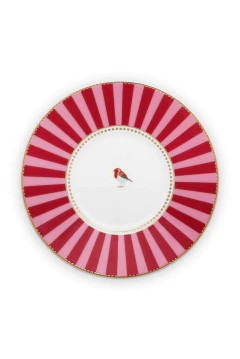 TAZA C/PLATO LOVE BIRDS MEDALLION ROJO-ROSA 200ML - tienda online