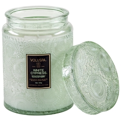 VELA WHITE CYPRESS FRASCO VIDRIO MEDIANA - comprar online