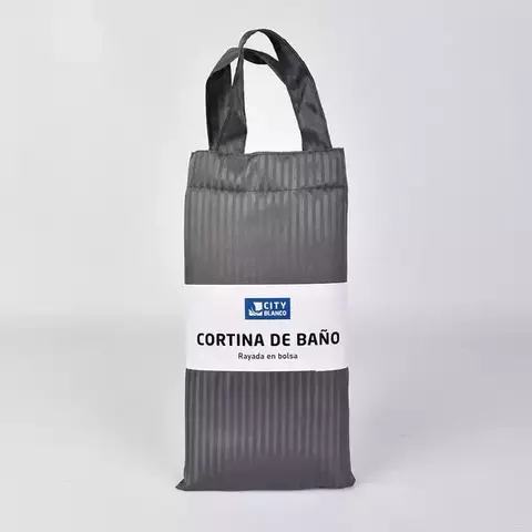 Cortina de Baño RAYADA + ganchos + bolso