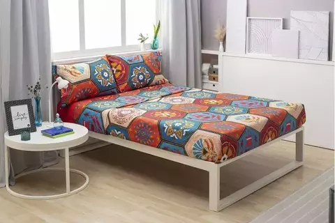 Juego Sabanas Casablanca Oro Premium Estampadas