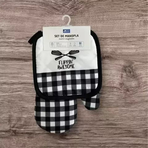 Set Manopla + Agarradera Estampado City Blanco - comprar online