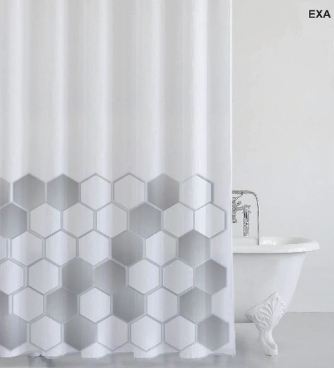 Cortina de Baño Teflon Estampada "Aldeana" - Blanco Galil