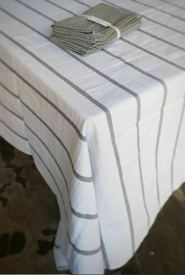 Mantel de Tusor Rayado / Escoces 100% Algodón "Mantra" 145x200cm