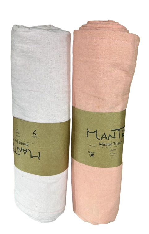 Mantel de Tusor Liso 100% Algodón "Mantra" 145x245cm - Blanco Galil