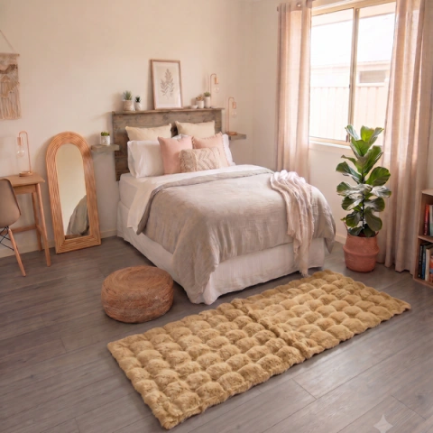 Alfombra de pelo BUCLE 60x140cm - Blanco Galil