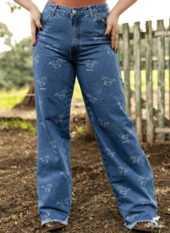 Calça Jeans Wide Leg Laser