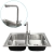 Bacha De Cocina Doble Pileta Acero Inoxidable 78cm - Grifería Acero Inox - BH20-GR2 - Morshop Equipamientos