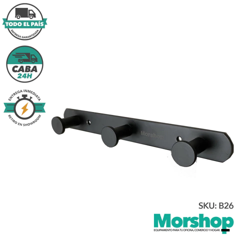 Perchero Meta Negro x3 - B26