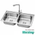 Bacha De Cocina Doble Pileta Acero Inoxidable 78cm - Grifería Acero Inox - BH20-GR2Z