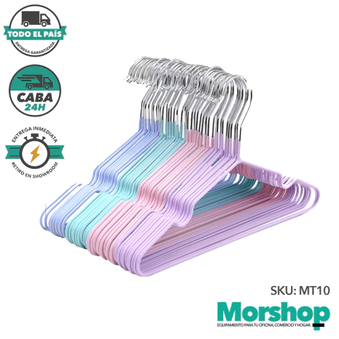 10 Perchas nfantiles de Metal Slim Antideslizante - MT10 - comprar online