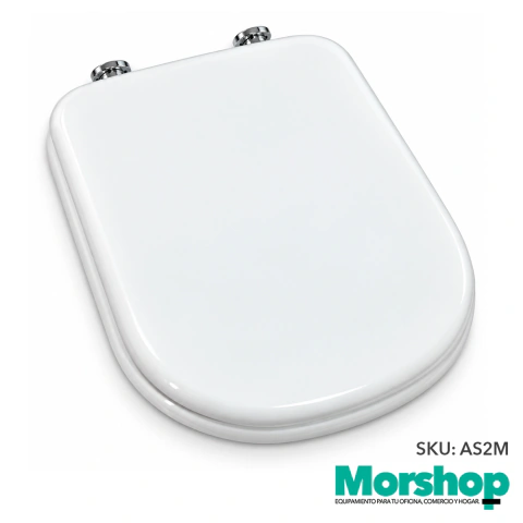 Asiento Tapa De Inodoro Madera Bari Herraje De Metal Premium Con Bisagra Metálica Cromada Blanco - AS2M