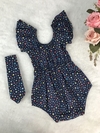 Ciganinha Estrelinhas Azul Marinho com Turbante - G (5m a 1 ano)