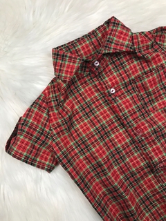 Body ou Camisa Social Manga Curta Xadrez Vermelho - comprar online