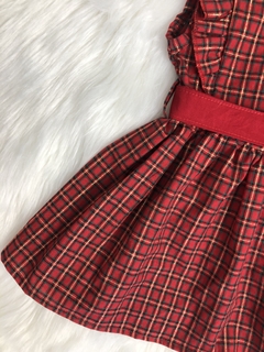 Vestido Xadrez Vermelho e Dourado com Tiara - Cornelle