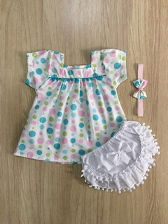 Vestido Pompom Bia com Tiara