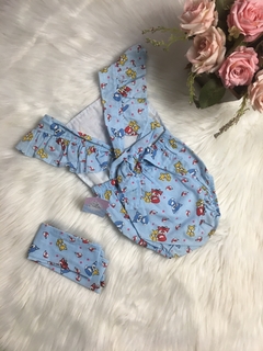 Banho de Sol com Turbante Raposinha Azul Claro - 0 a 6 meses - comprar online