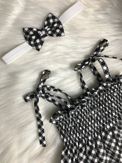 Vestido Candy Xadrez Preto com Tiara - comprar online