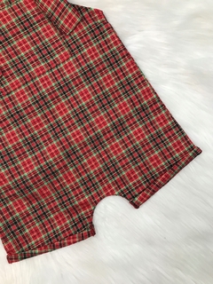 Jardineira Ilhós Xadrez Vermelho - P (0 a 3 meses) na internet